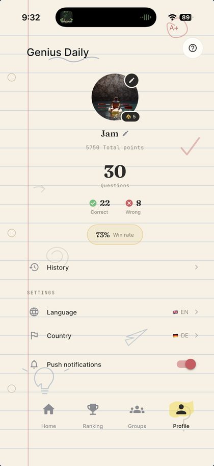 Genius Daily - Profil und Statistiken